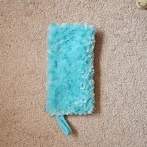 Plush zippered cosmetics bag